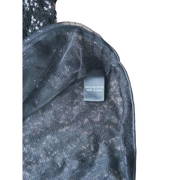 Aidan Mattox Sequin Cropped Jacket Medium Black NYE Glam Luxury Sparkle Holiday - Picture 5 of 5